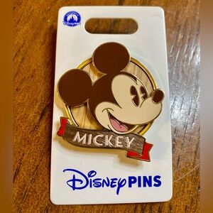 Disney Mickey Mouse Wood Inlay Pin New Authentic Diamond Pin